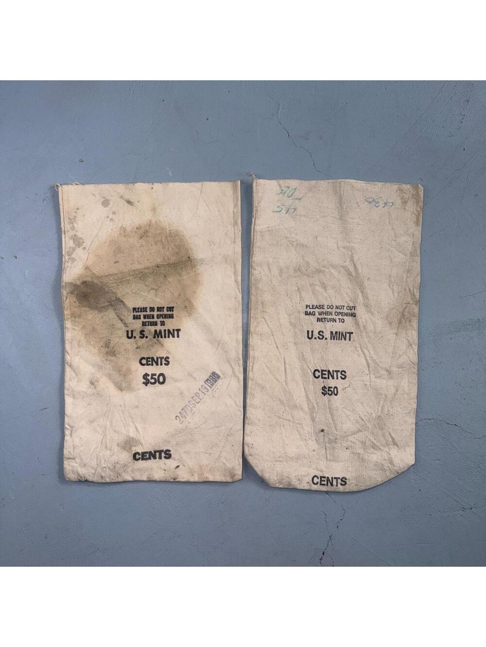 Vintage 1980 U. S. Mint Denver Cloth Cents $50 Coin Bag Empty Used 70s 80s